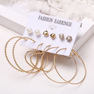Image of thu nhỏ Korean Retro Bohemia Gold Earrings Set Silver Pearl Creative Round Drop Earring Girls Women Jewelry Accessory Gift #6