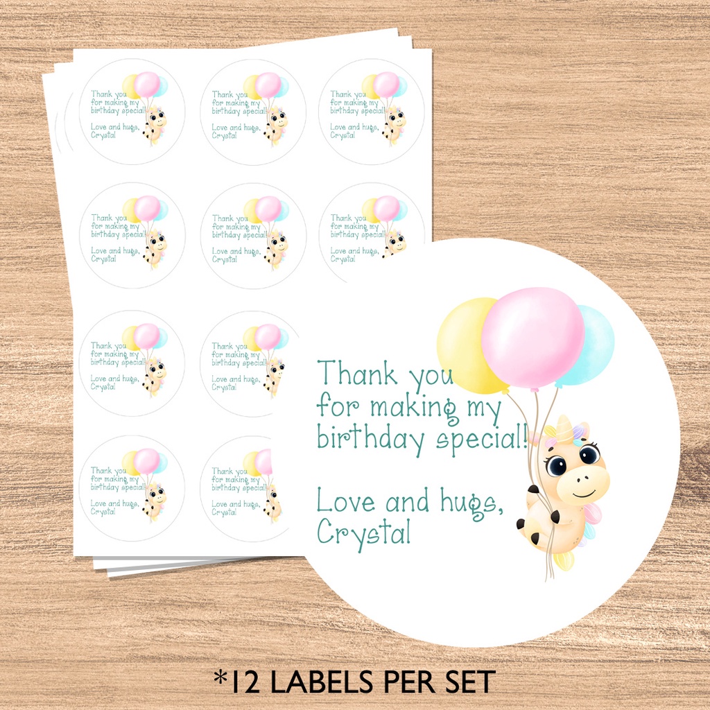 Personalized Birthday Sticker Labels Party Favor Labels Goodie Bag