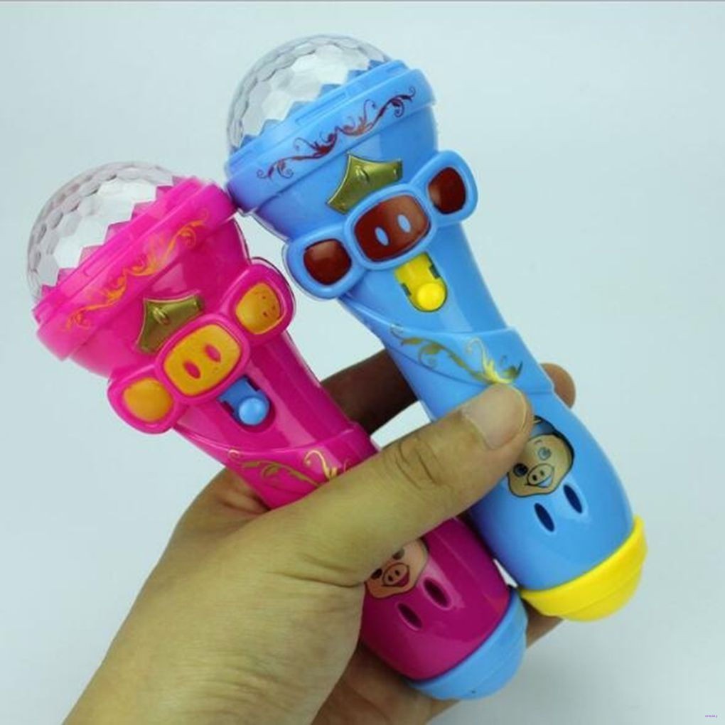 Kids Cartoon Lighting Microphone Mic Karaoke Stick Light Projector ...