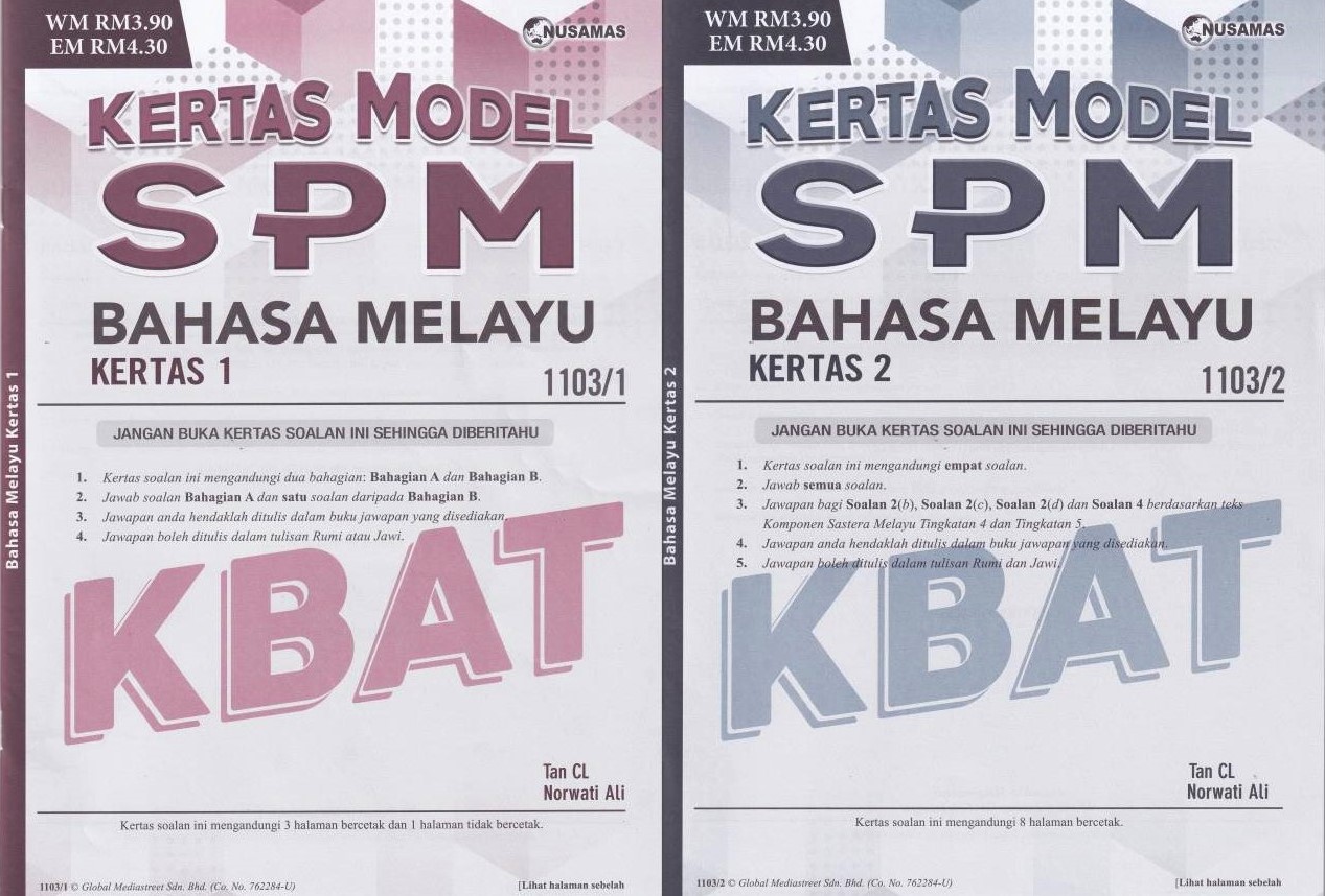 Set Kertas Model Spm Bahasa Melayu K1 & K2 1103 / 1 1103 / 2 