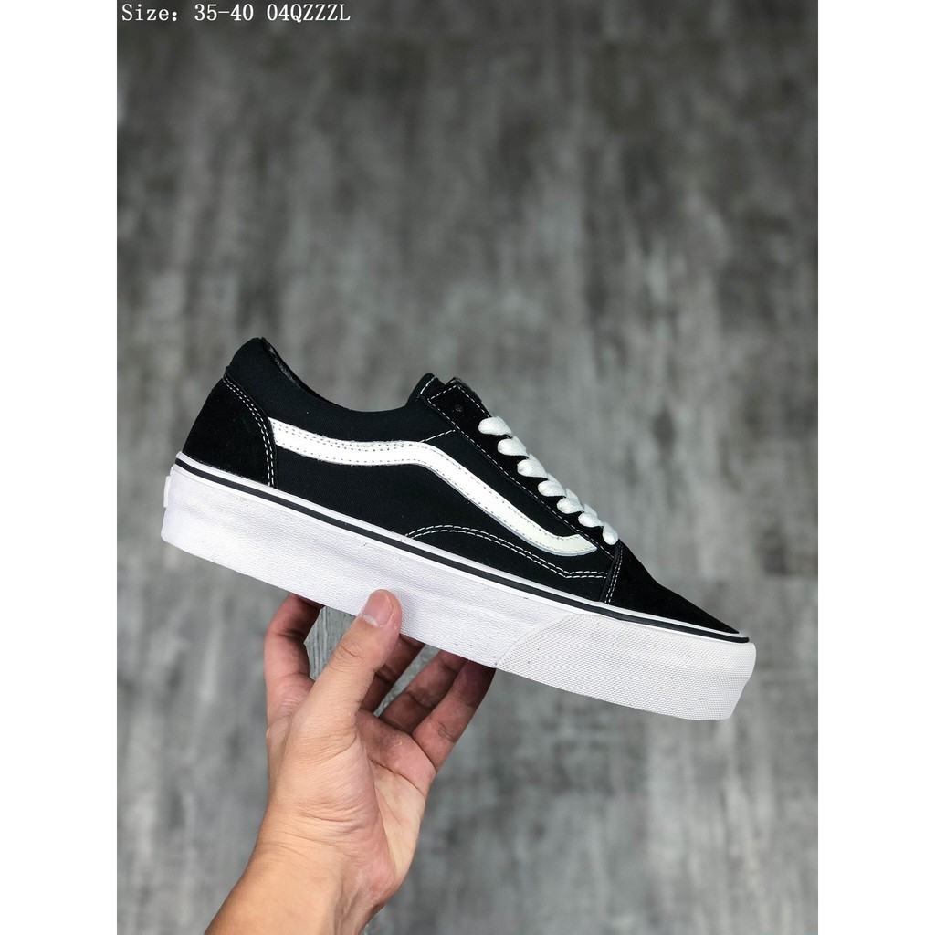 Vans Unisex Low-Top Platform Off the wall Canvas Casual Shoes Black/White |  Shopee Singapore