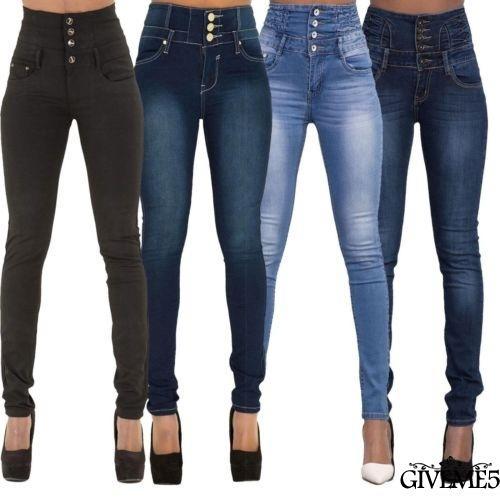 Image of ISS-The Hotsale and New Womens Ladies Celeb Stretch Ripped Skinny High Waist