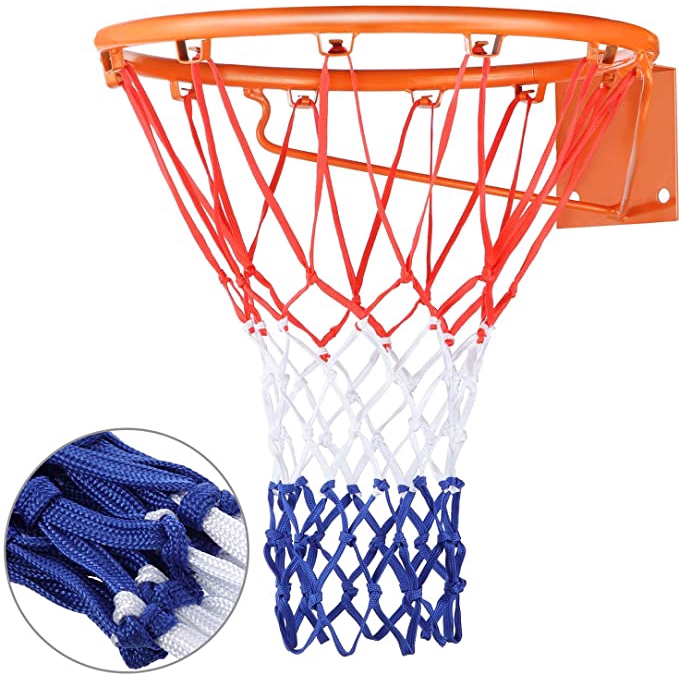 red white blue basketball net