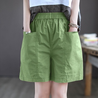 Women 100% Cotton Summer Casual Cropped Pants High Waist Wide Leg Loose Shorts Large Size
