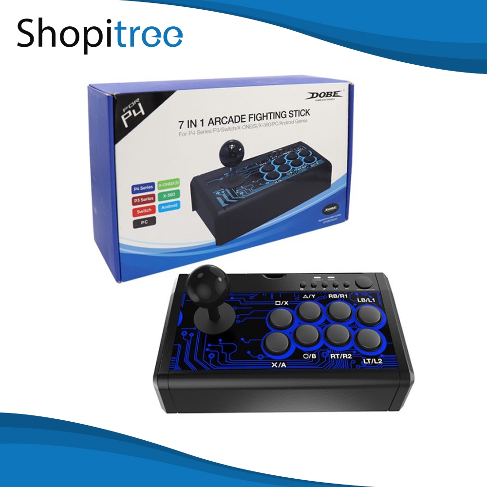 Dobe 7 In 1 Arcade Fighting Stick For Ps4 Ps3 Xbox One Xbox 360 Switch Android Pc Shopee Singapore