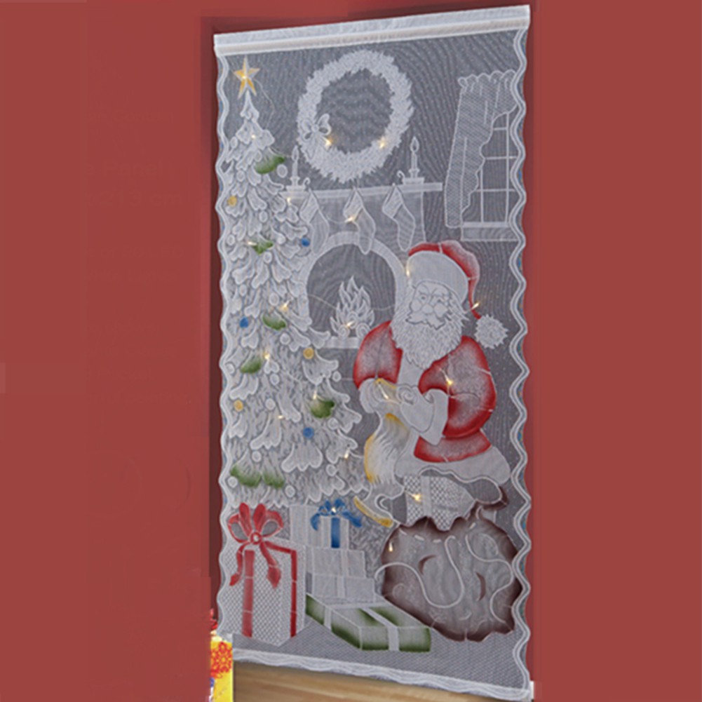Christmas Lace Curtains Santa Claus Pattern Lace Curtains Shopee