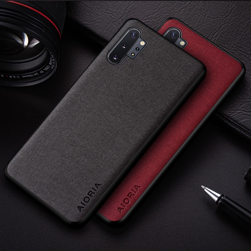 Premium Case For Samsung Galaxy Note 10 plus Textile Leather Phone Cover