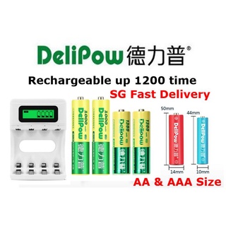 4pcs Delipow Rechargable Battery AA/AAA Ni-MH LED USB Charger