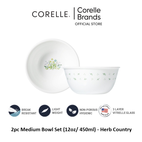 Corelle Brands Corelle 2pc Medium Bowl Set 450ml Herb Country