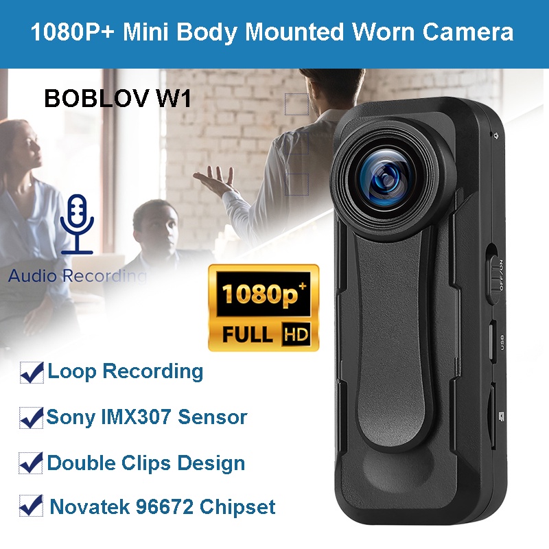 BOBLOV 1080P Full HD Mini Camera Dash Cam Police Body Bike H.264 Camcorder Wide 