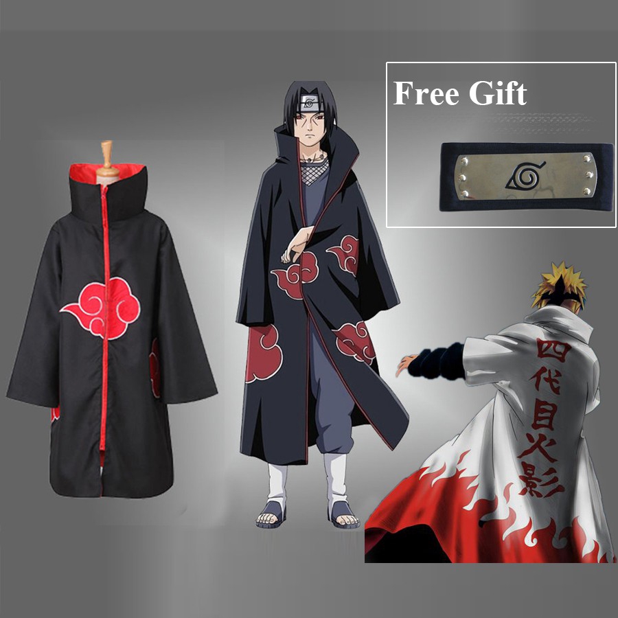 Anime Naruto Akatsuki cloak Pain Ninja Cosplay Costume Set 