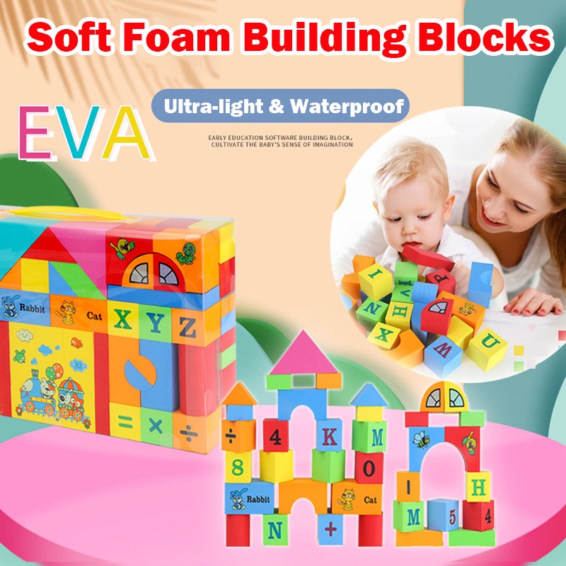 73pcs EVA Soft Foam Stackable Building Blocks Different Shapes and