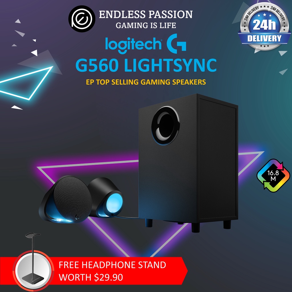Logitech G560 LIGHTSYNC PC Gaming Speakers with Game Driven RGB ...