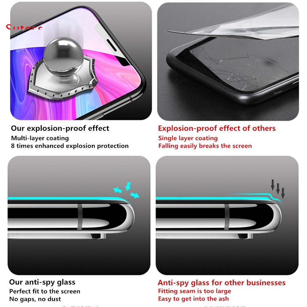 Samsung Galaxy A81 A91 S8 S9 S10 S10E S20 Plus UItra Note 8 9 10 Plus Lite Black Privacy Tempered Glass Full Cover Curved Protector