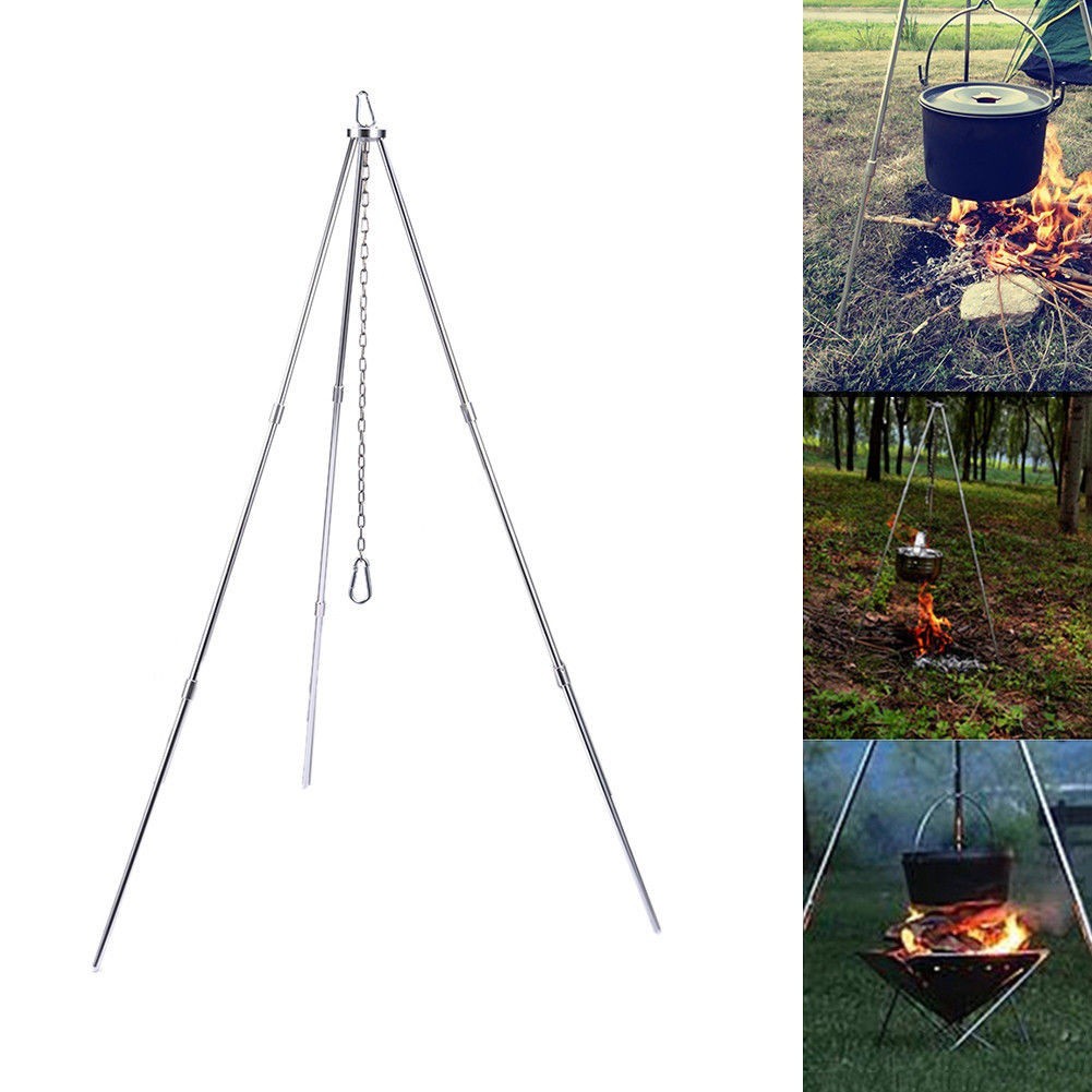 Portable Outdoor Campfire Cooking Tripod Grill Grate Stand Camping