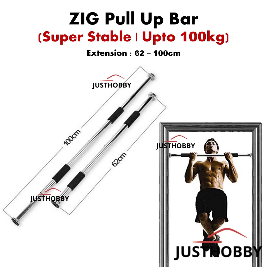 ZIG Pull Up Bar Steel Home Gym 62-100cm pull up grip pull up steel chin ...
