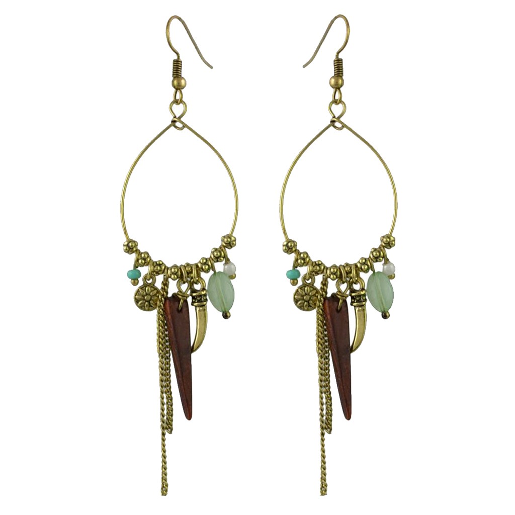 Vintage Women Simple Long Tassel Fringe Crystal Drop Dangle Earrings Jewelry