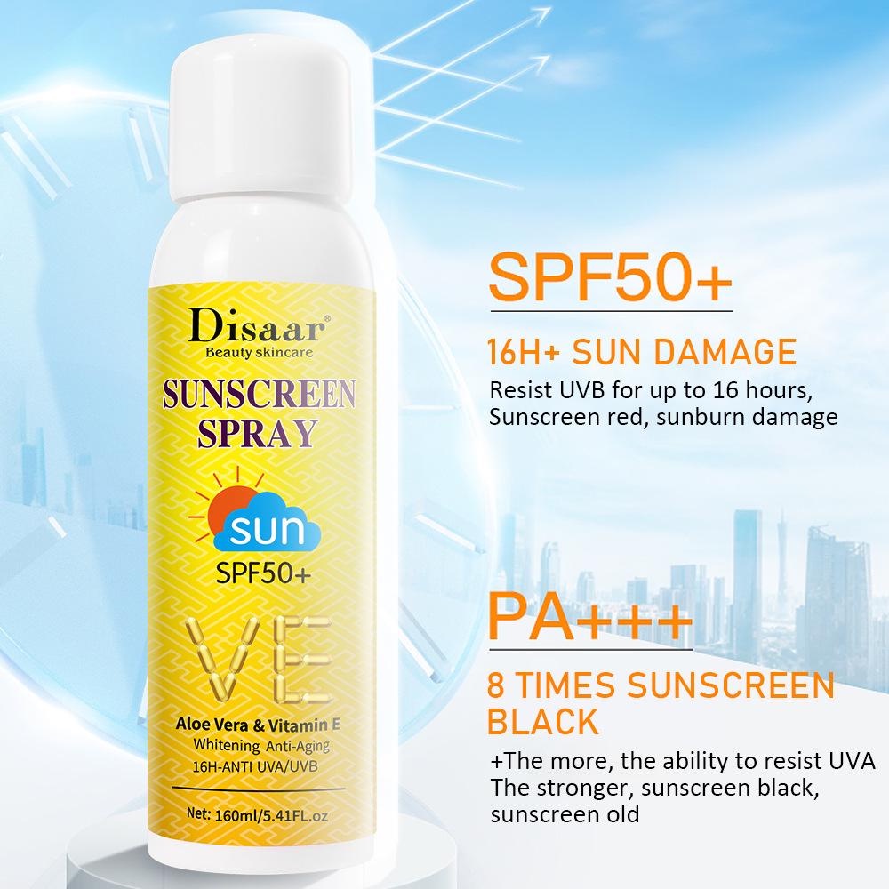 DISAAR ALOE VERA & VITAMIN E SUNSCREEN SPRAY SPF 50+ ANTIUV (160ML