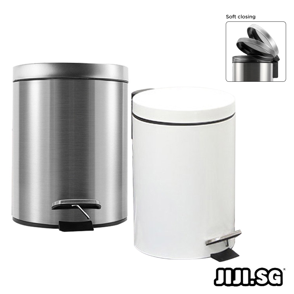 (JIJI SG) Soft Closing Waste Round Steel Bin Dust Bin Shopee Singapore
