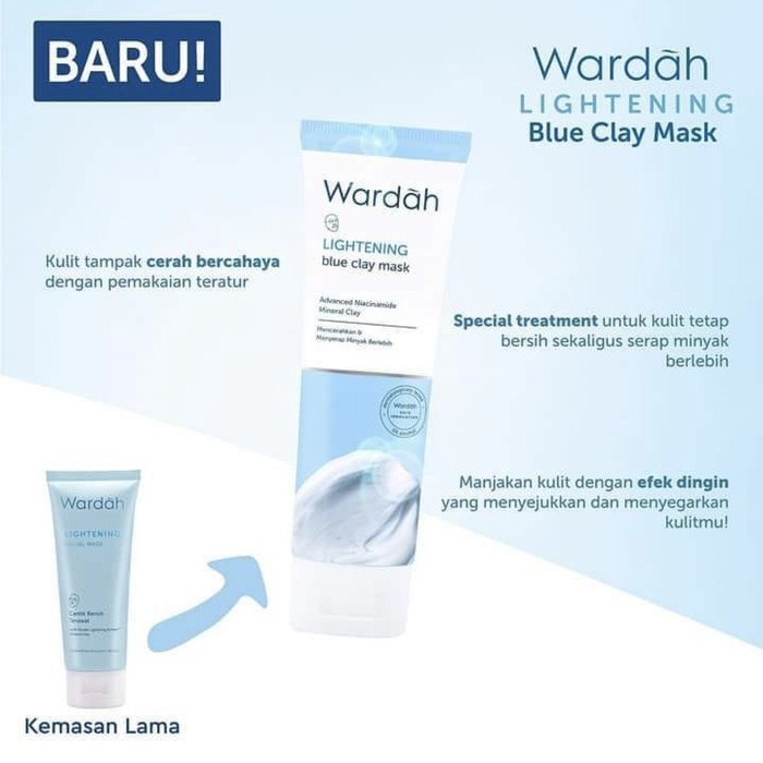 Wardah Lightening Blue Clay Mask 50gr (new Packaging