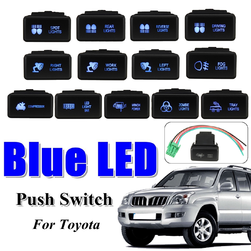 Car Truck Interior Parts Push Switch Button Blue Led