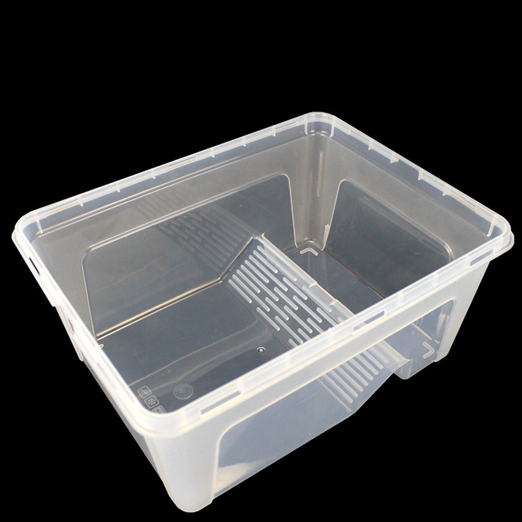☁HL Transparent Plastic Box Insect Reptile Breeding Feeding Tub Turtle