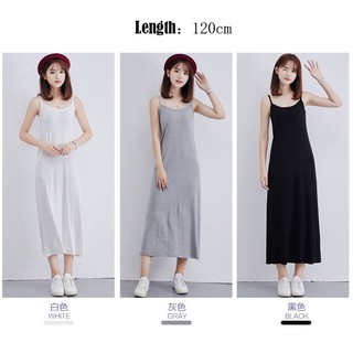 Image of Korean Women Summer Sleeveless Sundress Modal Casual Slim Fit Long Maxi Dresses