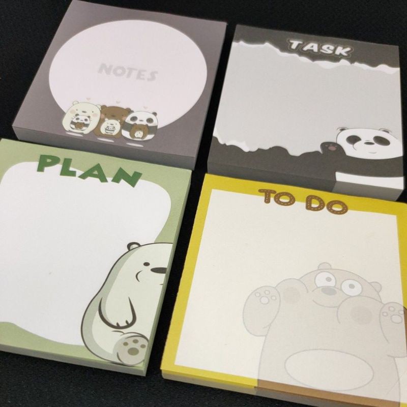 80pcs 80gsm We Bare Bears To Do List Memo Pad / Reminder / Note Pad