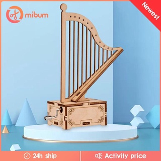 [🆕M1-MIBUM] Wooden Music Box Harp Music Shape DIY Musical Box 3D Wooden Puzzle Gifts for Kids Adults