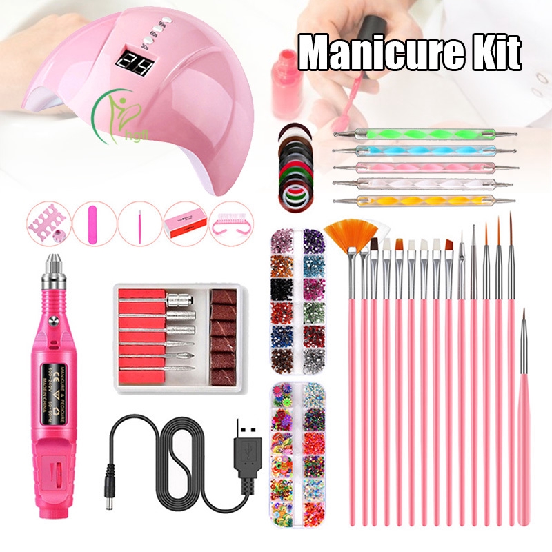 Hyp Portable Uv Lamp Led Dry Nail Kit Nail Art Manicure Set Acrylic Nail Tools My Shopee Singapore