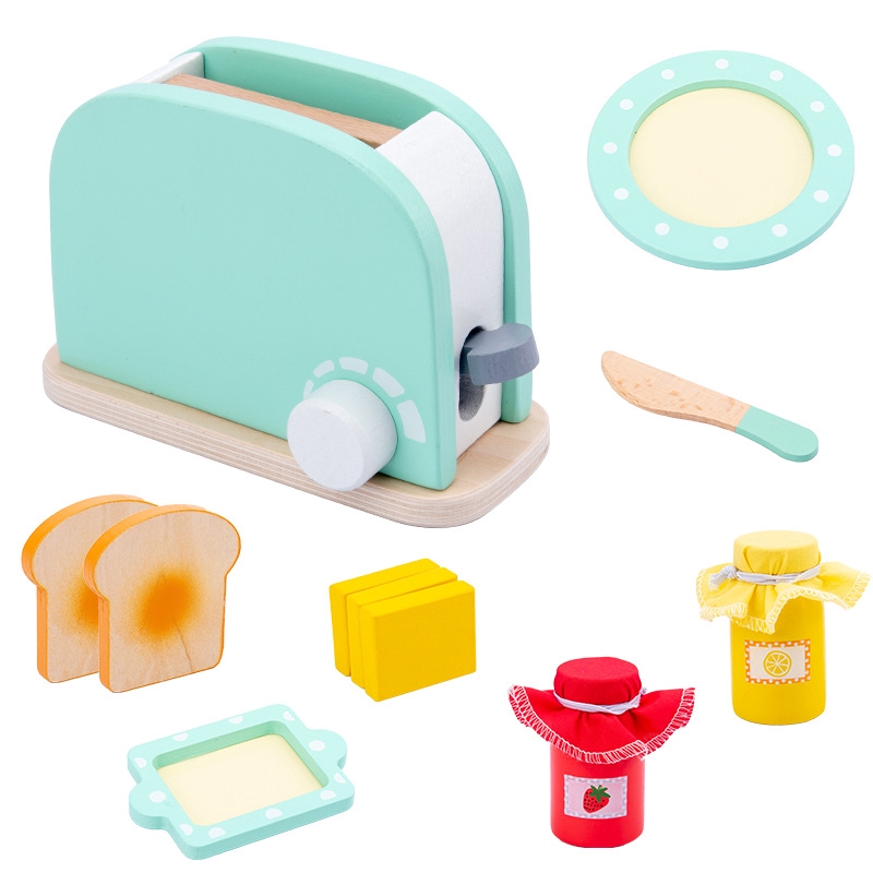 wooden toy toaster set