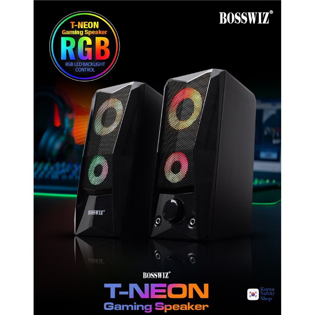 Korea Speaker Bosswiz Rgb Led 2 Channel Wired Usb Gaming Speaker Shopee Singapore