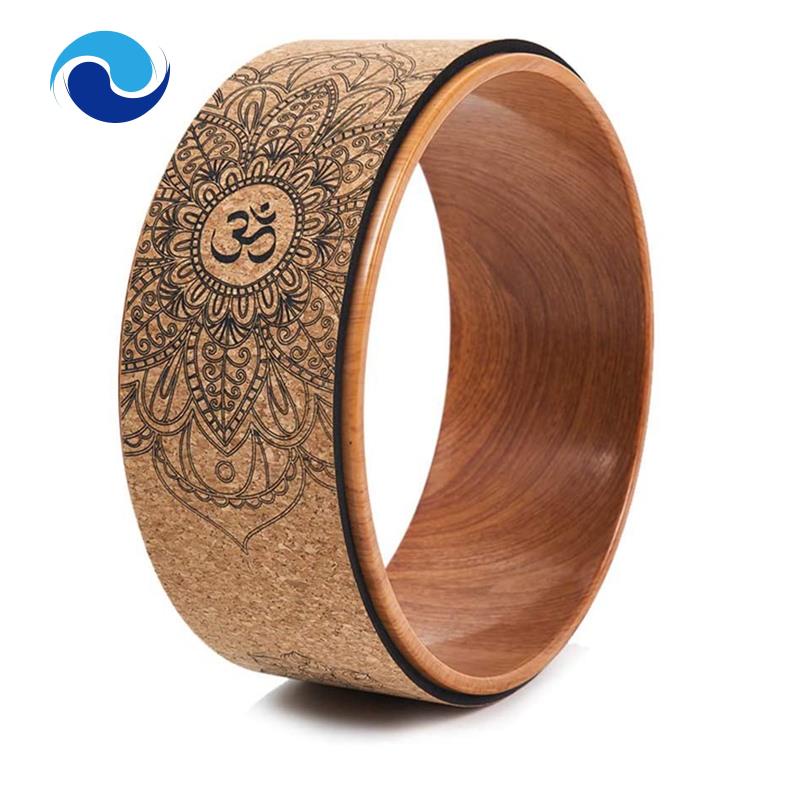 Cork Yoga Wheel for Yoga Poses and Backbends Inversions WoodEffect and