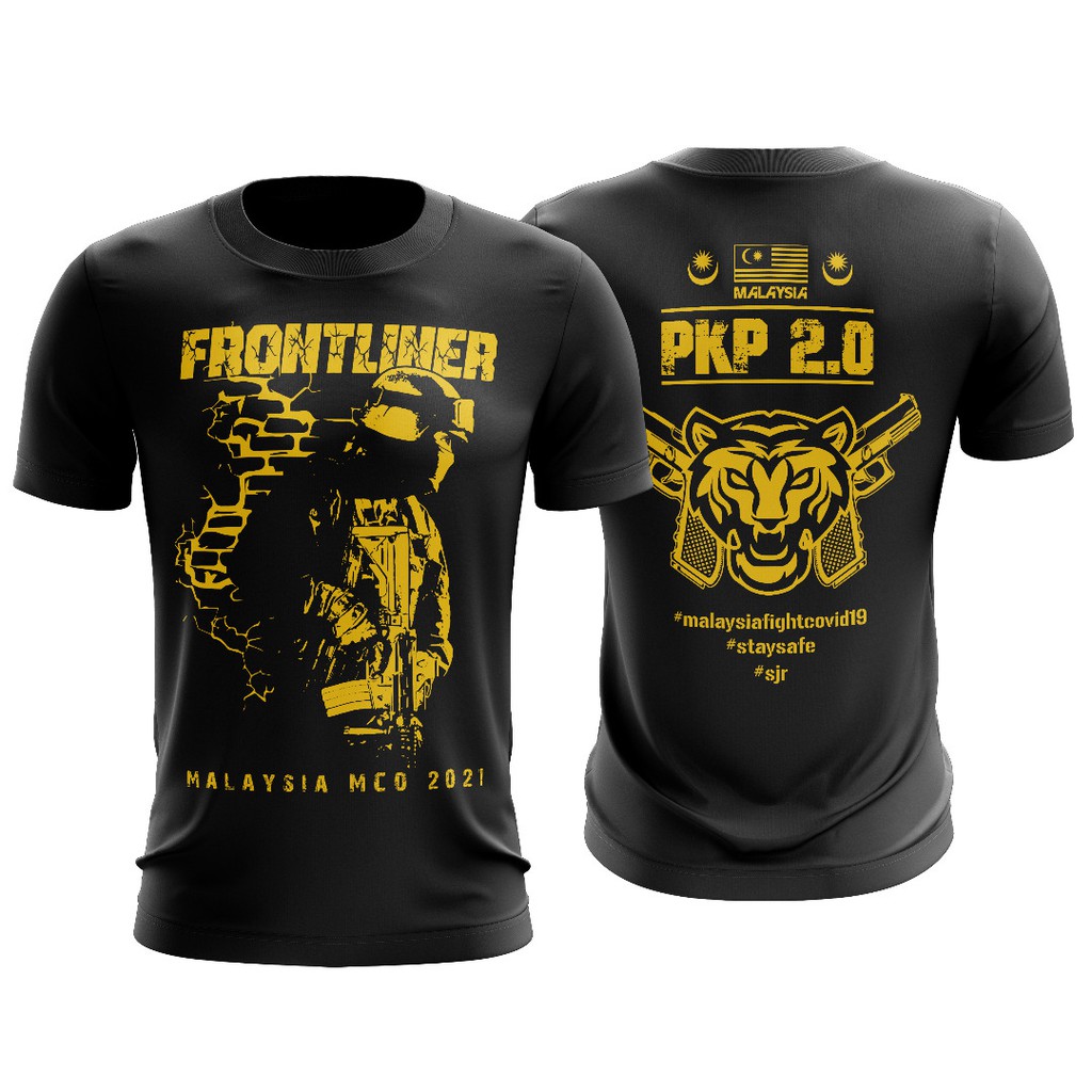 Shop Malaysia Frontliner Malaysia Mco 2021 Pkp 2 0 Tshirt Jersey Microfiber Shopee Singapore