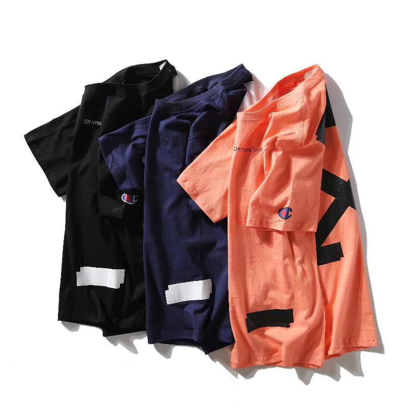 off white x champion t shirt red