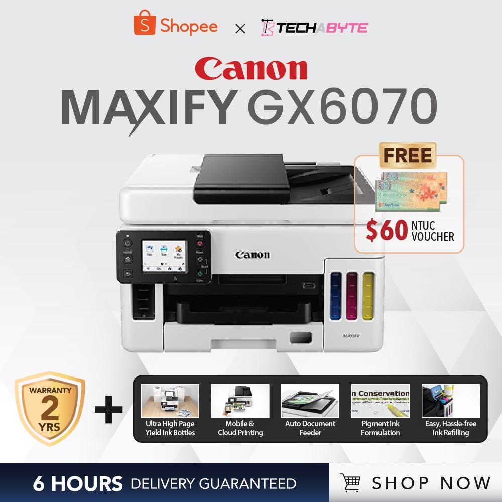 Canon Maxify Gx6070 High Volume Ink Tank Wireless Multi Function Business Printerfree 6 Hours 2751