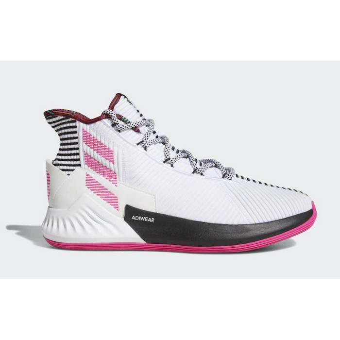 Adidas D Rose 9 White Black Pink Woven Basketball Shoes Shopee Singapore