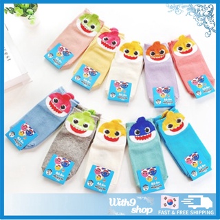 pinkfong baby shark ankle socks 5pcs set anti slip socks kids Non-slip Socks Straight Socks Premium Quality Kids Socks Straight Socks  korea