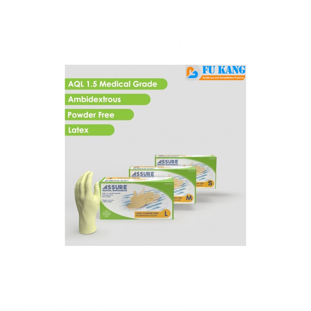 ASSURE Latex Examination Powder Free Glove (100PC/BOX) Shopee Singapore