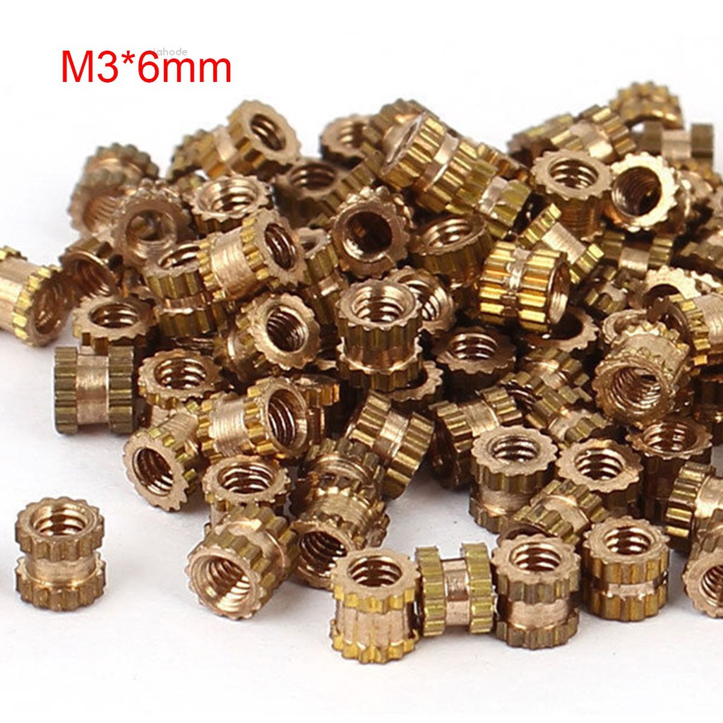 100PCS M2x3mm Brass Cylinder Knurled Threaded Round Insert Embedded Nuts 