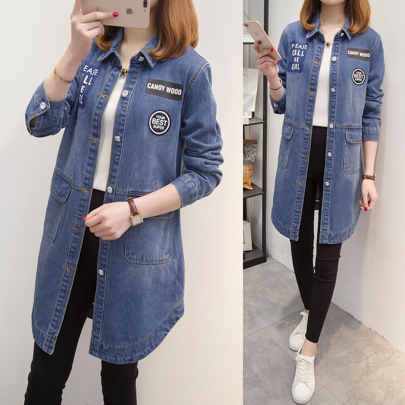 Plus Size 5XL Long Girls Denim Jacket 