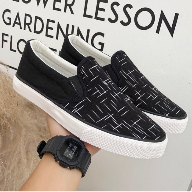 JY. Men's Low Cut White Denim Slip On Korean Loafers for men#M230 Standard Size