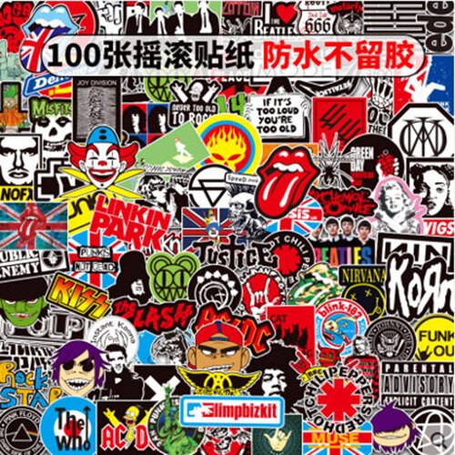 100pcs Rock Band Logo Waterproof Stickers Decal Vinyl for 100pcs Rock Band Logo Waterproof Stickers Decal Vinyl for
