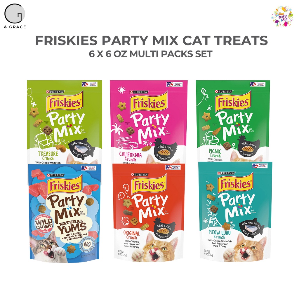 Purina Friskies Party Mix Cat Treats 6 Packs Super Value Set (6oz or