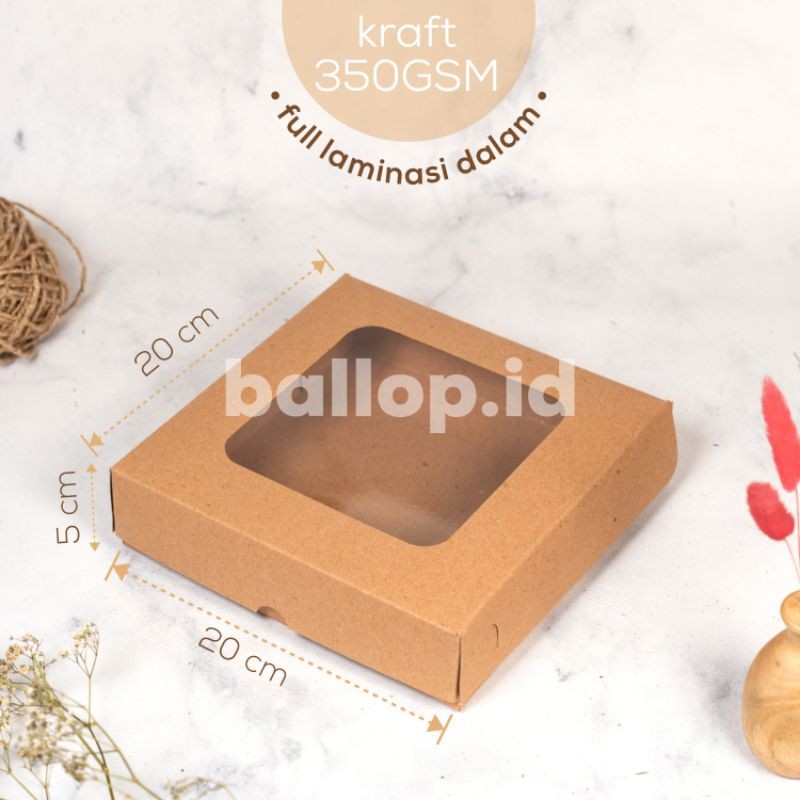 Kraft 20 20 5CM Lamination Window Box Packaging Box Snack Brownies Cake ...