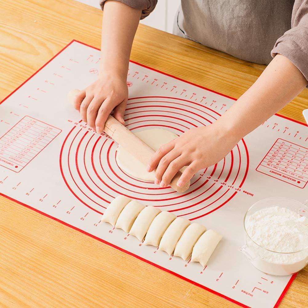 Belloc 2019 Large Silicone Pastry Mat Extra Thick Non Stick Baking Mat with Measurement Fondant Mat Oven Liner Pie Crust Mat Dough Rolling Mat Counter Mat