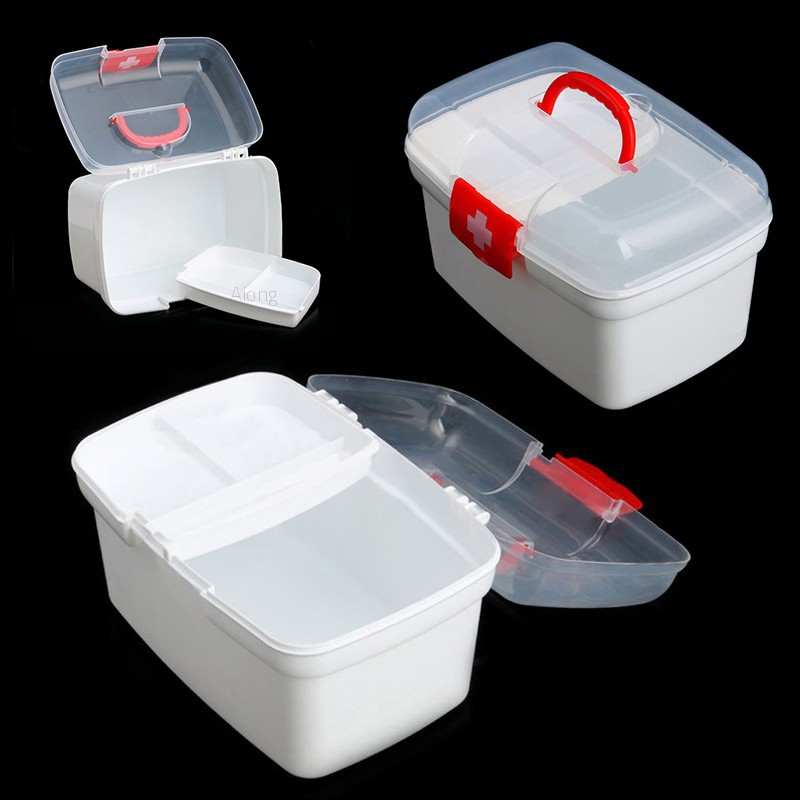 Aiong Double 2 Layers Pill Chest Medicine Bottle First Aid Kit Storage