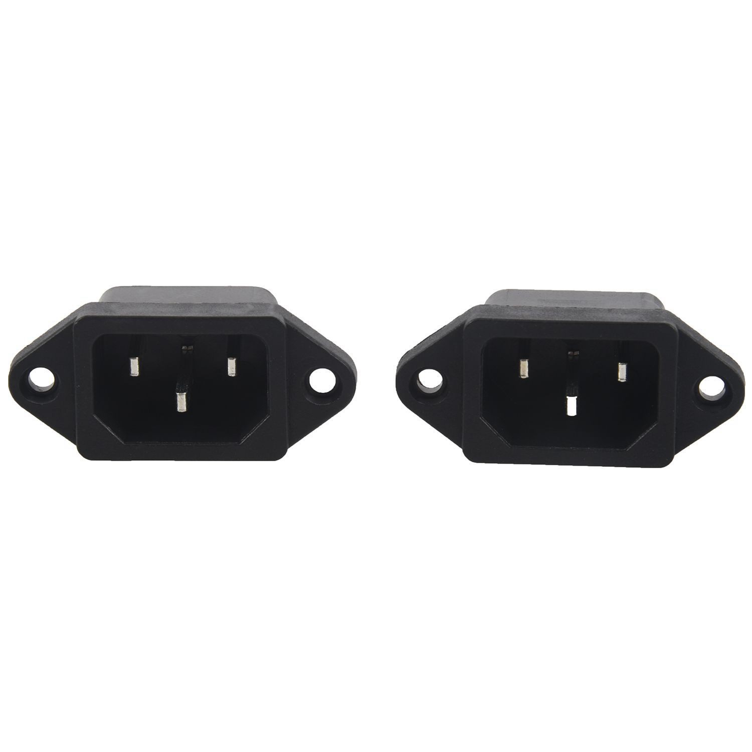 2x IEC 320 C14 Main Power 3Pin Male Plug PCB Socket Copper Connector Inlet Panel