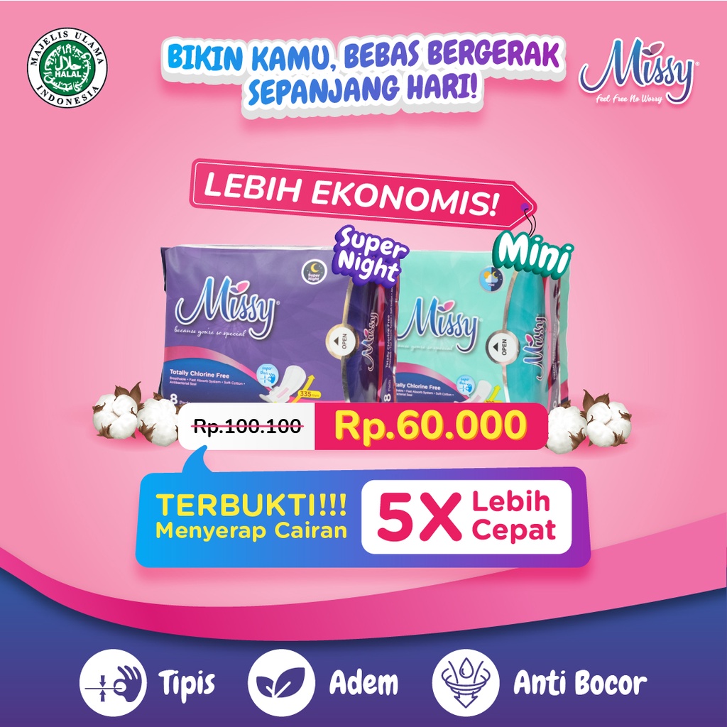 Missy MINI And SUPER NIGHT Sanitary Pads Package | Herbal Sanitary ...