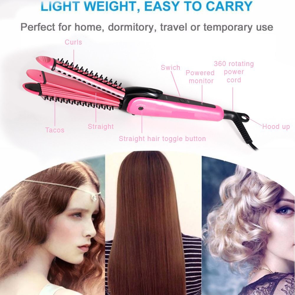 3 In 1 Hair Straightener Curling Irons Straightening Corrugation